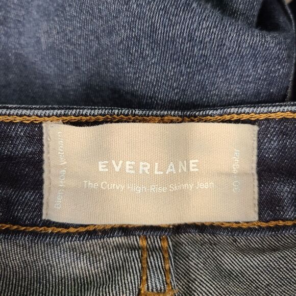 EVERLANE The Curvy High Rise Skinny Jean 30 Reg Blue Dark Wash Minimalist Ankle - Picture 7 of 11